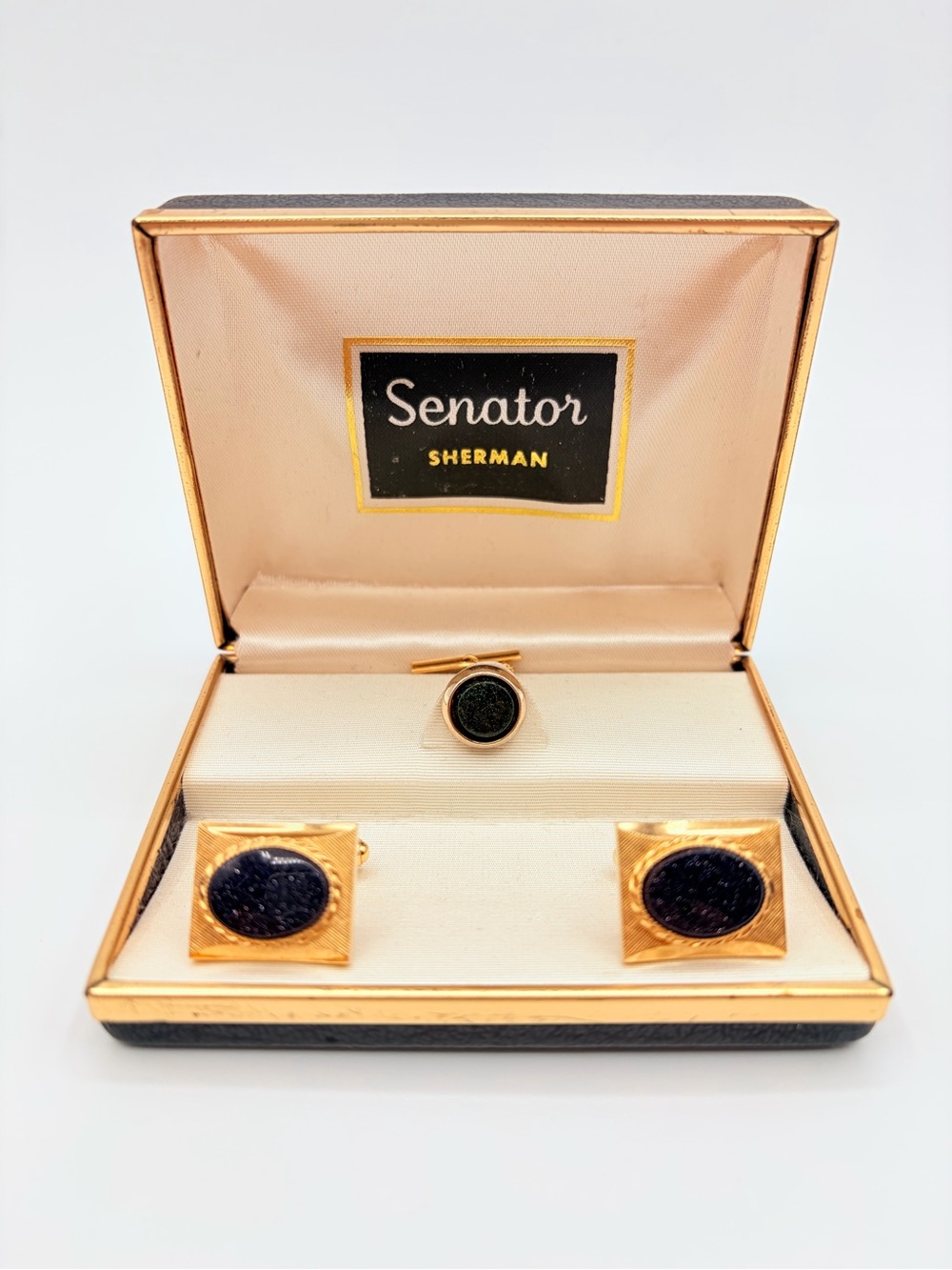 Vintage Senator Sherman Gold Tone Cufflink & Tie Tack Set